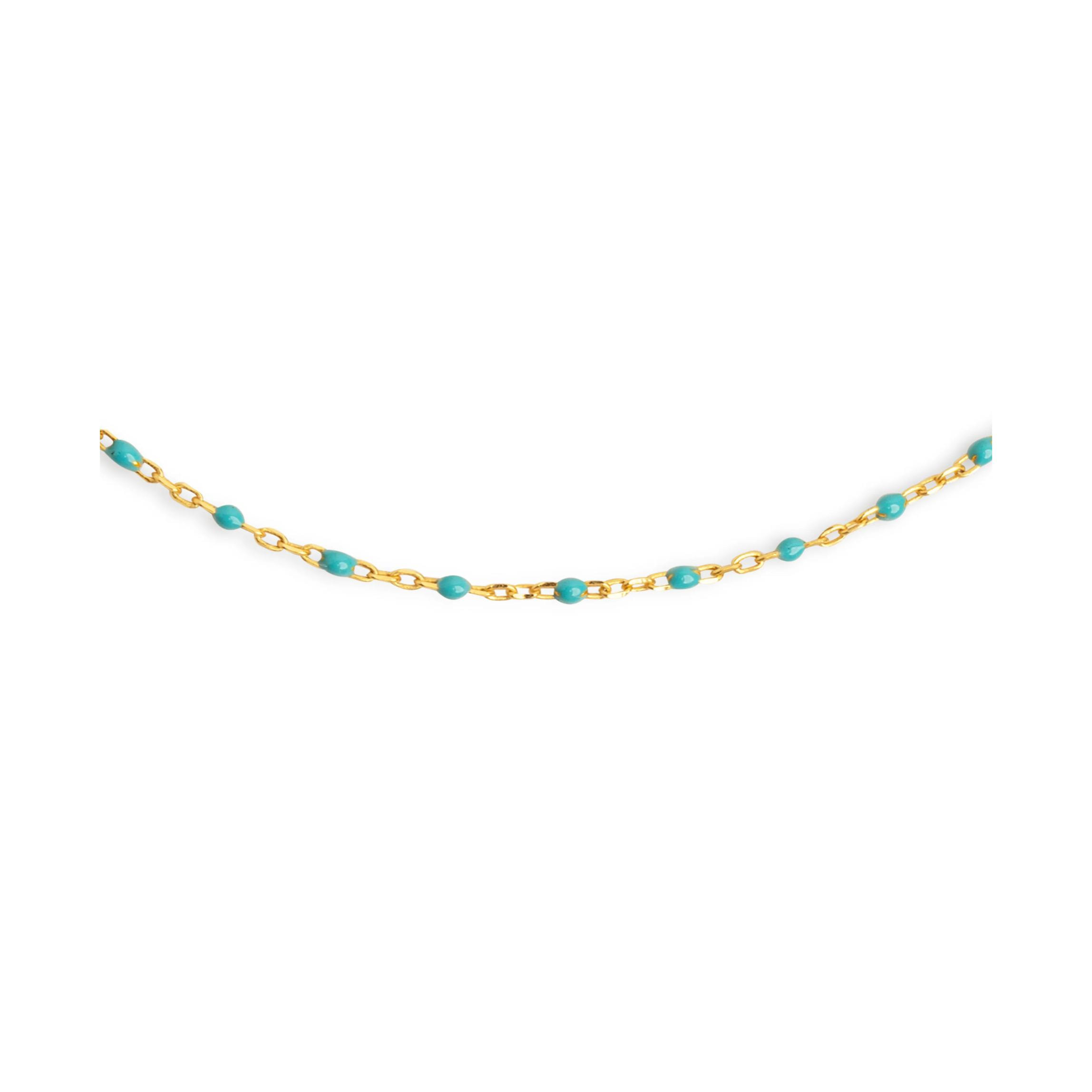 Collar Dots Turquoise Enamel Plata Baño Oro