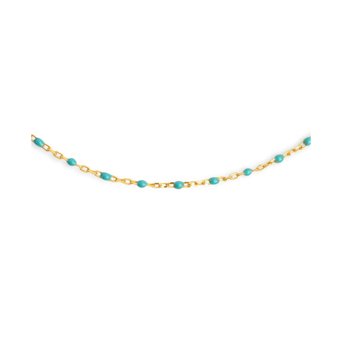 Collar Dots Turquoise Enamel Plata Baño Oro