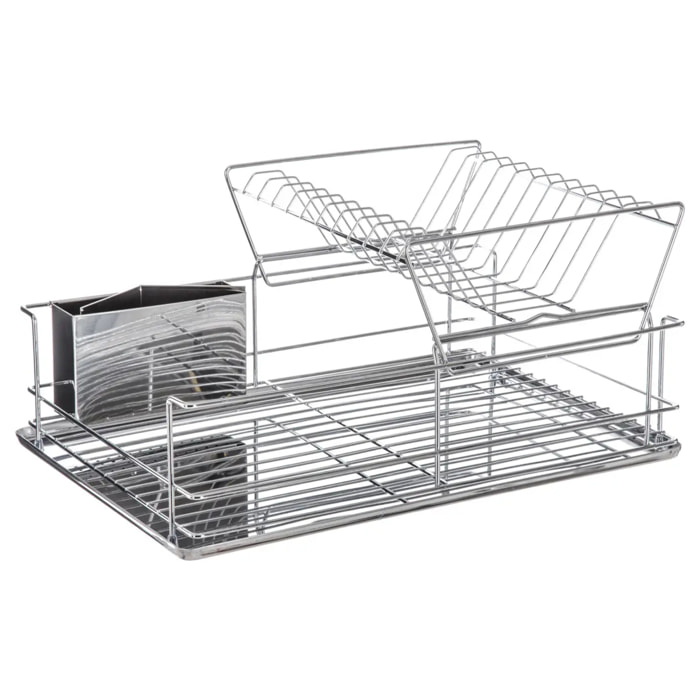 Égouttoir acier 2 niveaux avec plateau inox