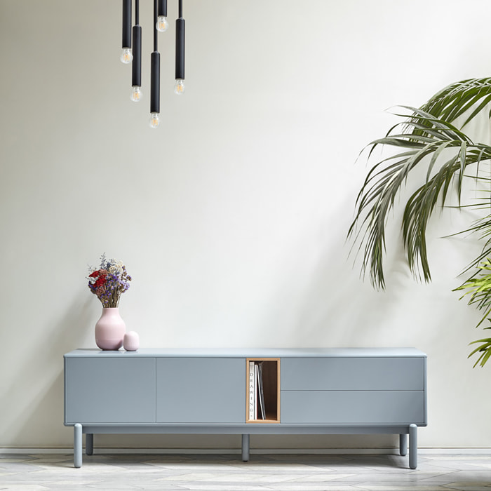 Mueble de televisión Corvo 2 puertas y 2 cajones de 180cm gris perla