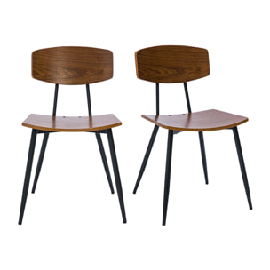Chaises vintage en bois foncé noyer et métal noir (lot de 2) JOLINE
