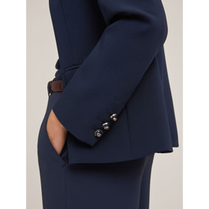 Motivi - Chaqueta de traje de botonadura sencilla en tejido crepé - Azul