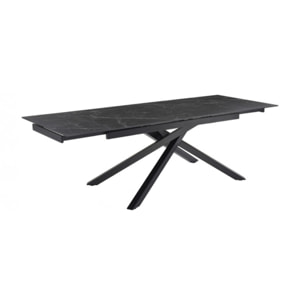 Table extensible en céramique marbré noir L160/240cm - 9 piètements - UNIK