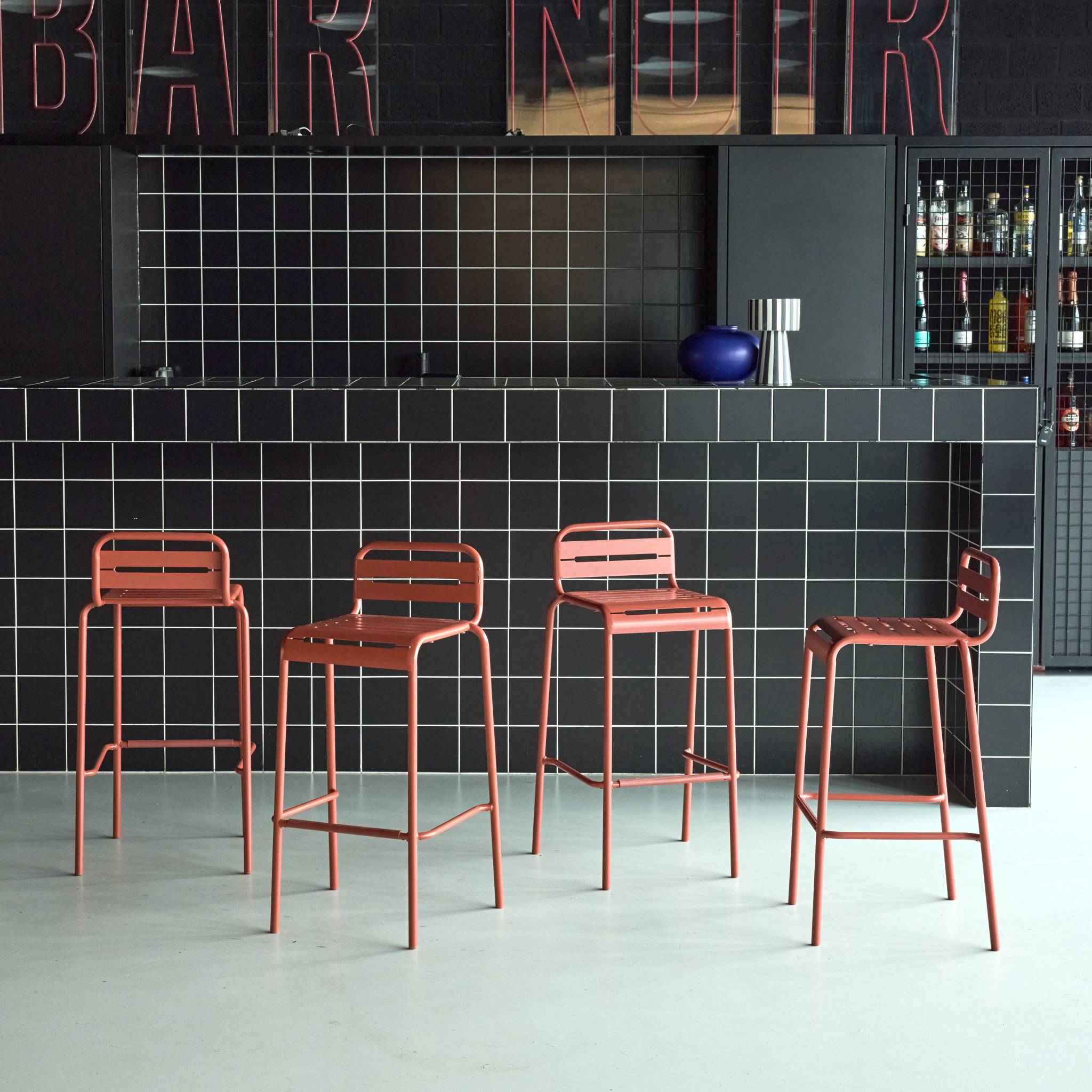 Chaise haute de jardin acier 69cm (lot de 4) AMÉLIA