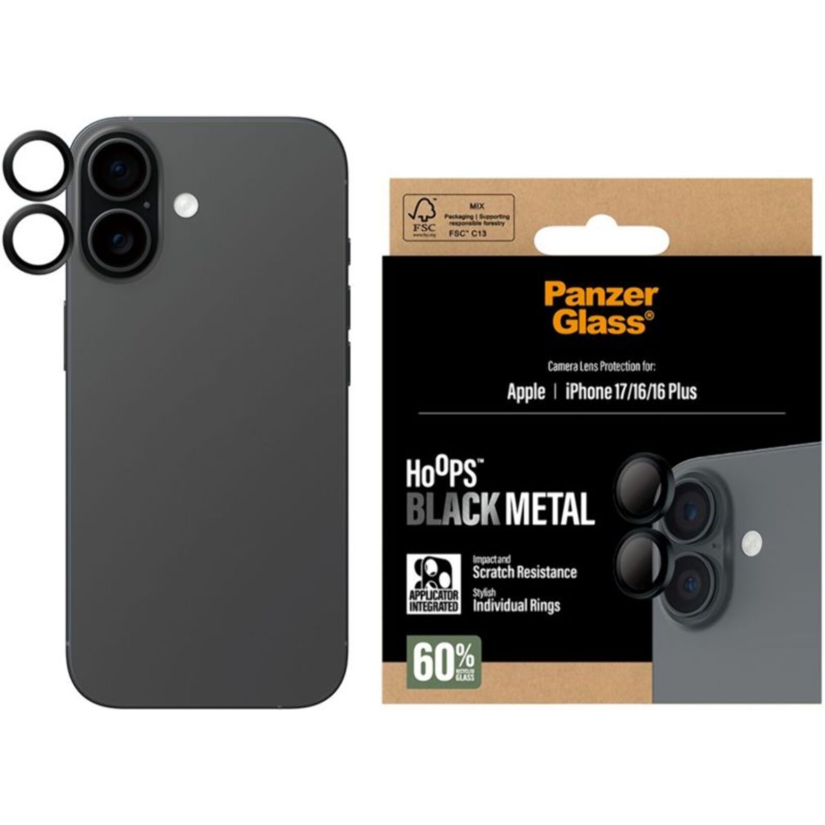 Protège objectif PANZERGLASS iPhone 17 / 16/ 16 Plus protège obejctif