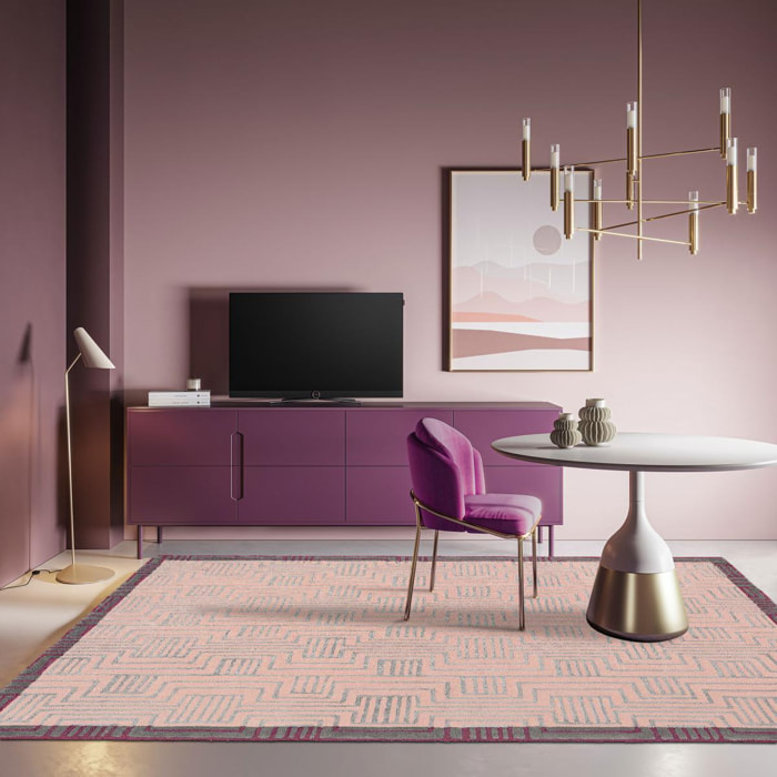 Tapis salon et chambre fait à la main en laine motif géométrique CIOL