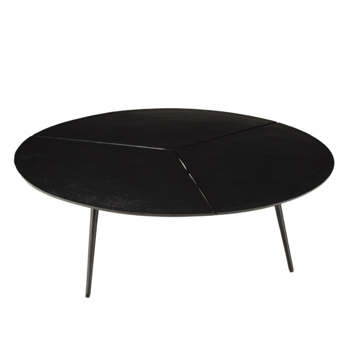 JAMES - Table basse ronde 100x100cm en aluminium noir mat