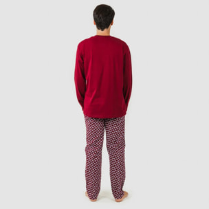 Pigiama uomo in flanella jaume bordeaux