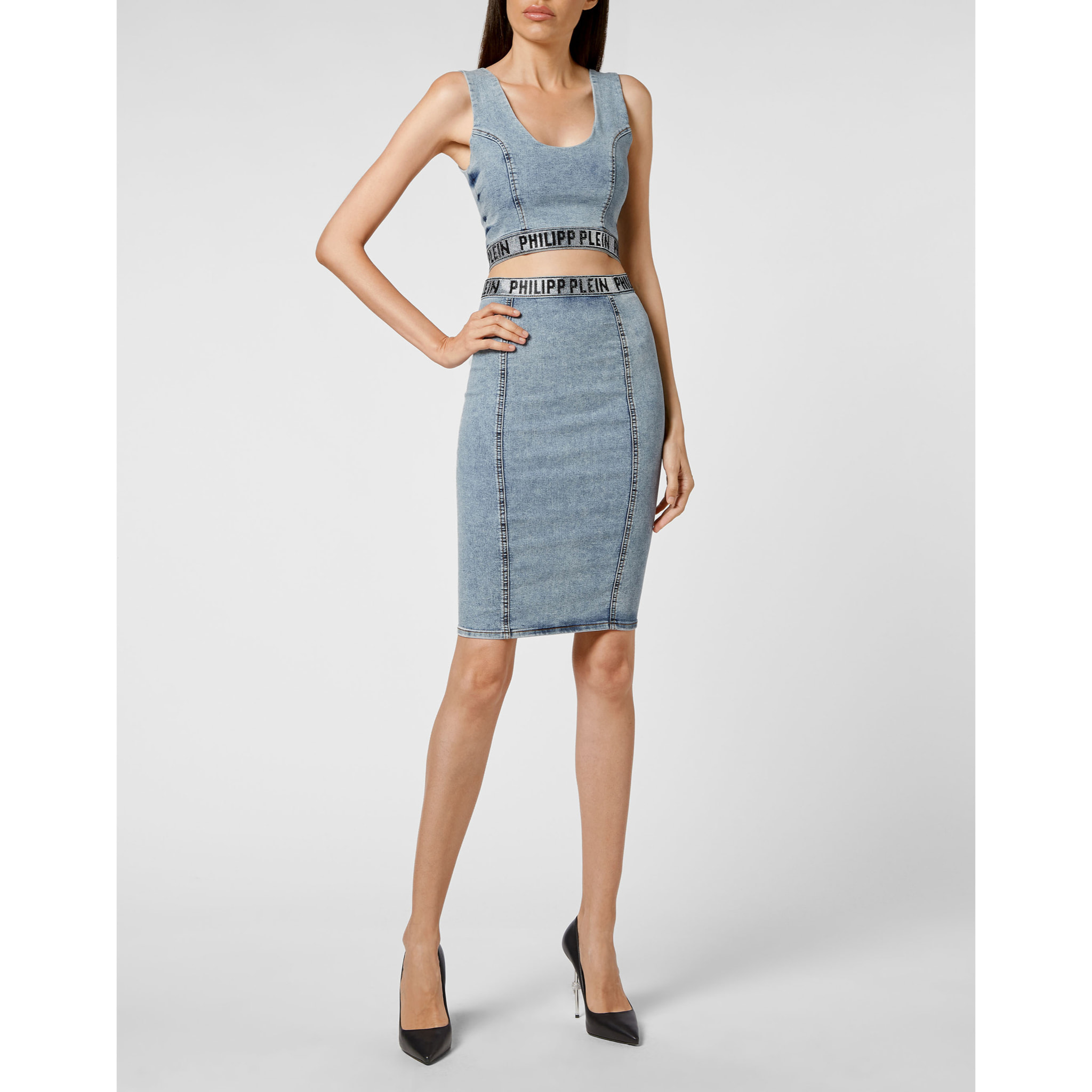 PHILIPP PLEIN Denim Short Skirt