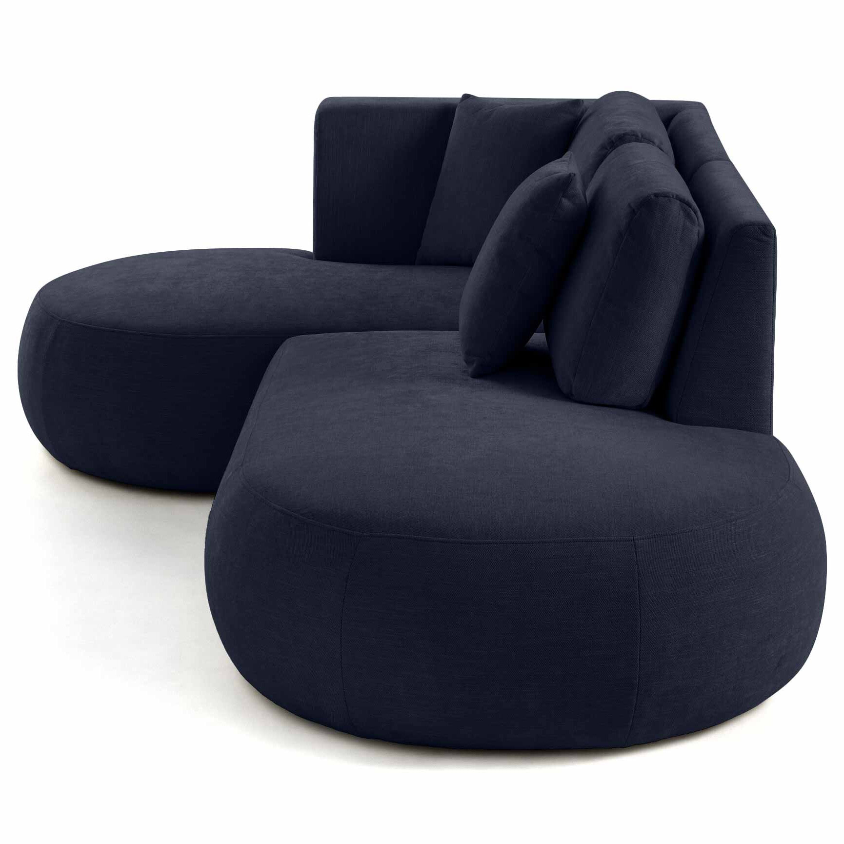 Santorini - canapé modulable d'angle gauche + pouf - 4 places - en tissu texturé - Bleu marine