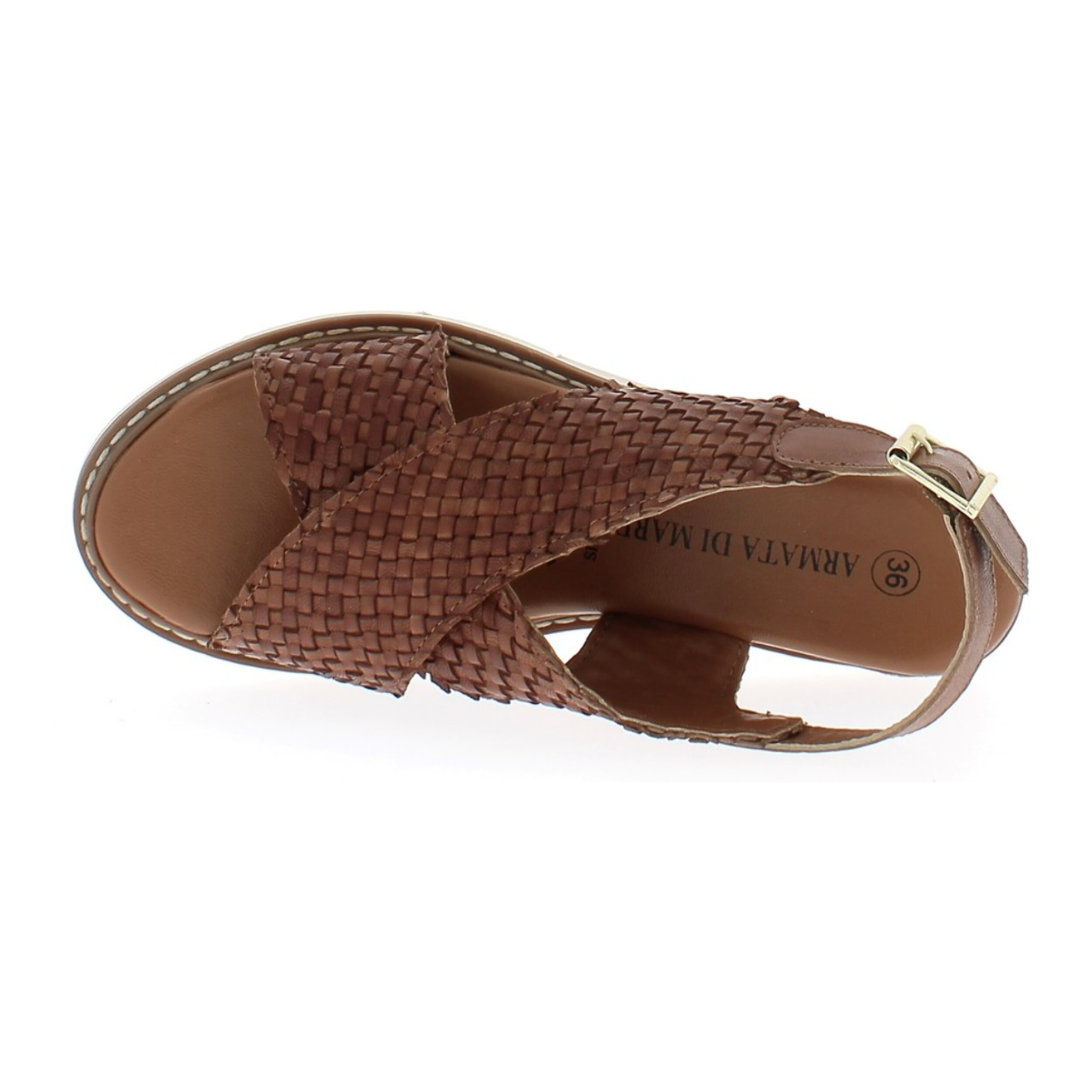 Armata di Mare Scarpe Donna Sandalo in Pelle Incrociato con Cinturino Laterale AMD 1V3741 Tan