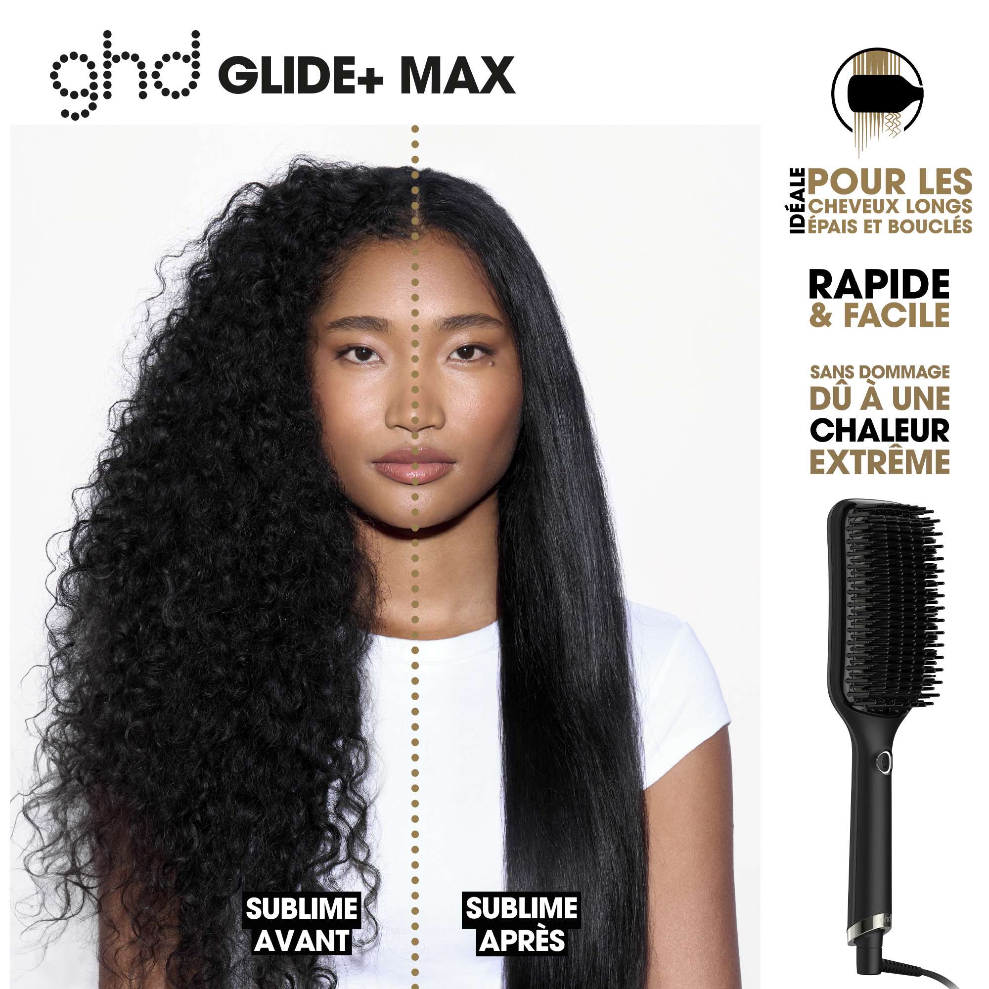 Brosse chauffante lissante extra-large ghd Glide+ Max