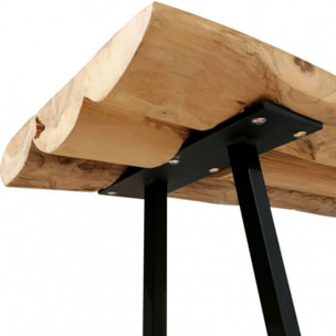 Console en bois de teck avec piètement métal noir – LOG