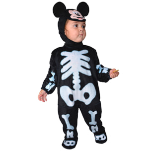 Costume Disney Baby Halloween Tutina Scheletrino Mickey Mouse + Cuffia Orecchie