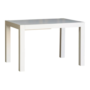 Table à manger extensible Gael -bois massif et panneau de mdf-couleur laqué blanc mat 140 x 78 x 90 cm