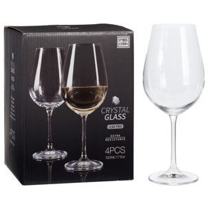 Juego de 4 copas de vino blanco diseño cristalino y acabado mate 520ml