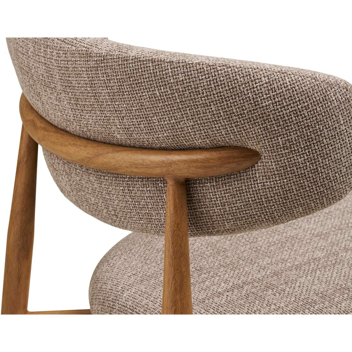 Eddie - lot de 2 chaises en tissu texturé - pieds en acier effet bois - Bois / Beige