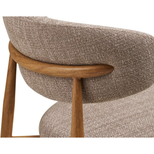 Eddie - lot de 2 chaises en tissu texturé - pieds en acier effet bois - Bois / Beige