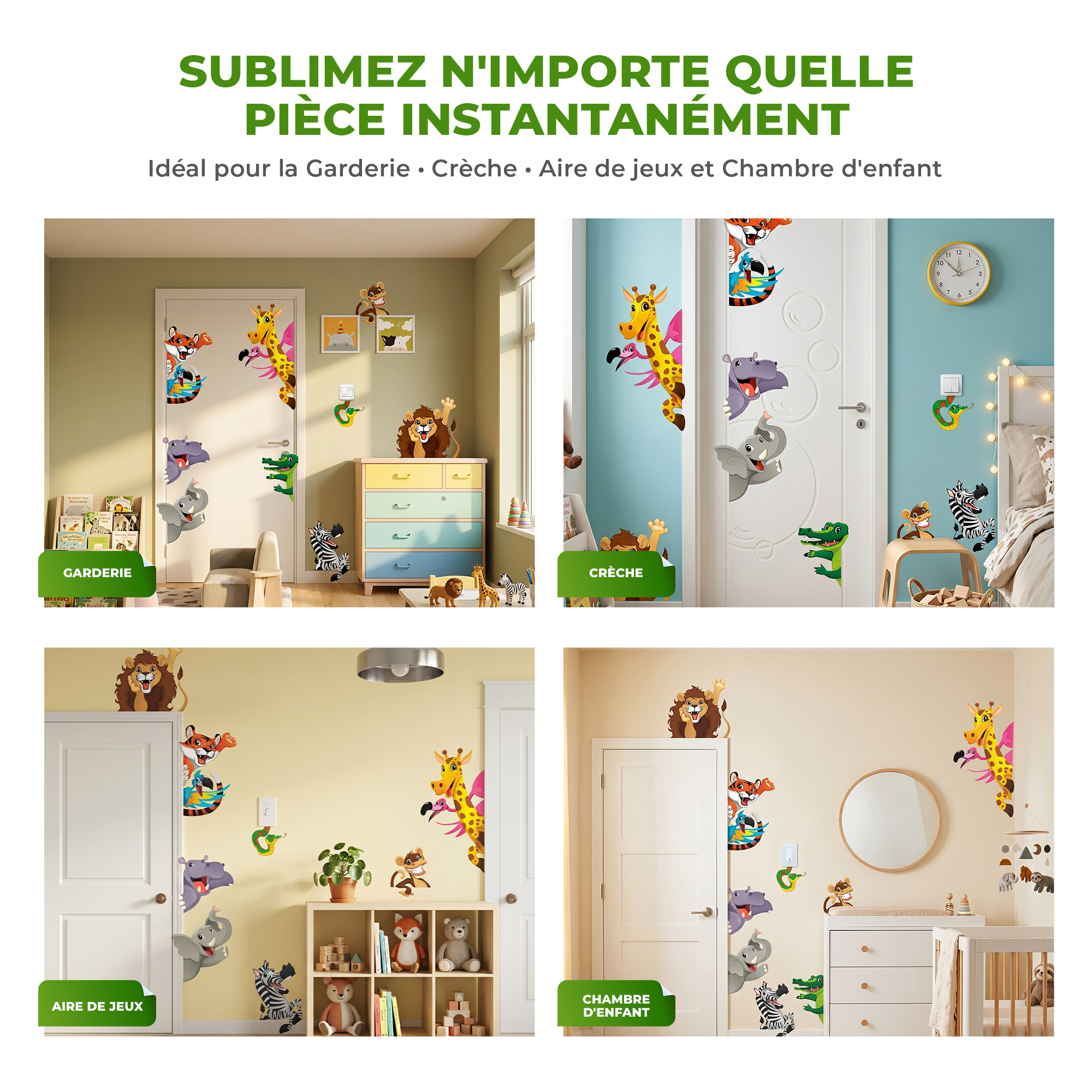 Stickers Muraux décoration adhésifs animaux de la savane pour enfants