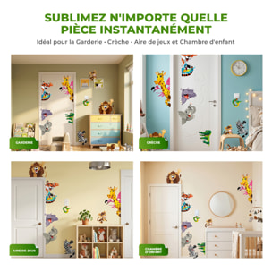 Stickers Muraux décoration adhésifs animaux de la savane pour enfants