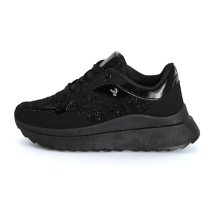 Sneakers in Similpelle e Tessuto con Dettagli Verniciati