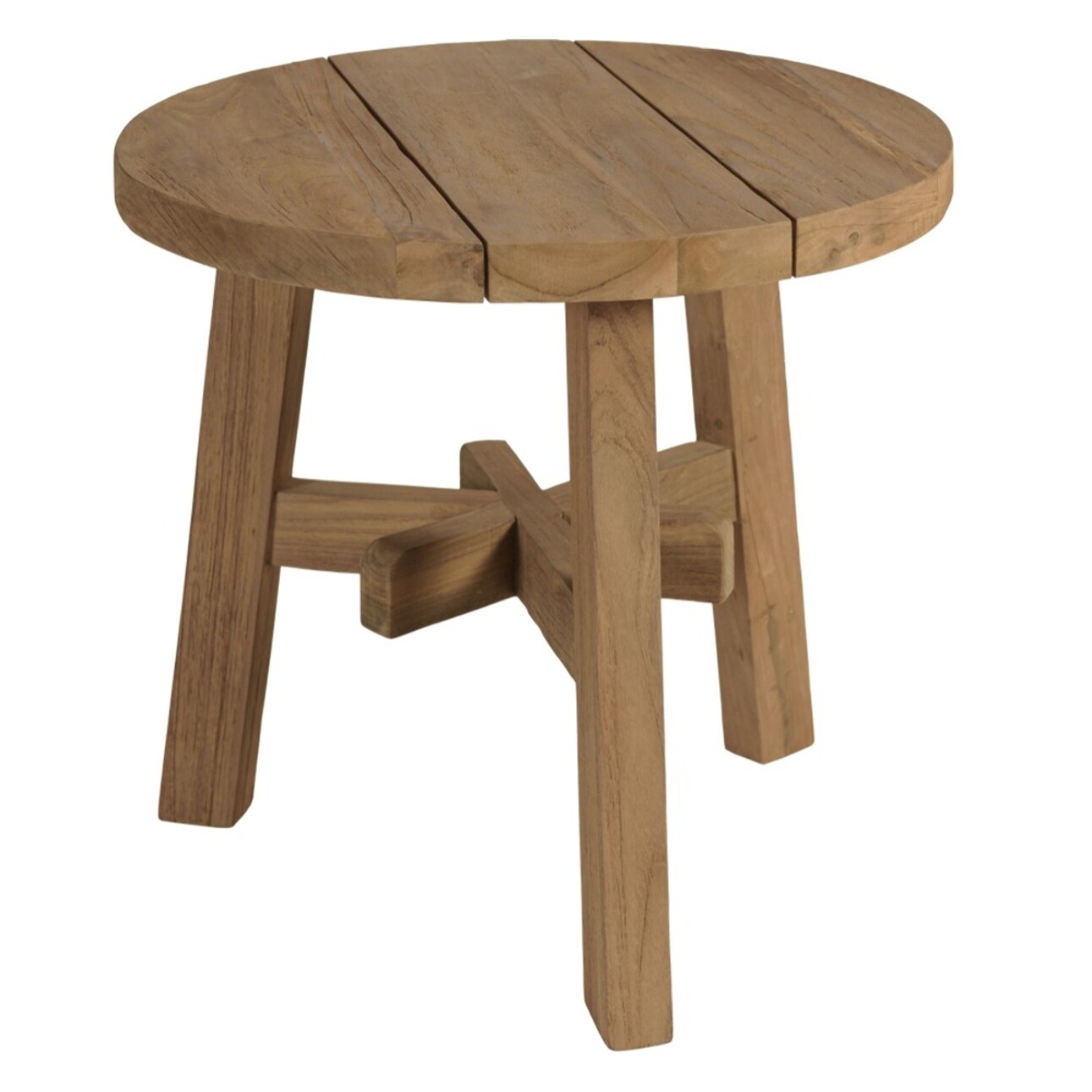 KALLY - Table d'appoint ronde en bois de teck recyclé naturel D47cm