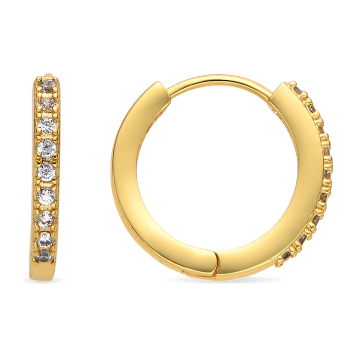 Pendientes de 12mm de diámetro con Circonita Brillante acabado oro 18k