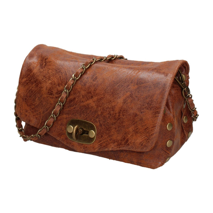 Borsa a tracolla da donna Made in Italy - Modello Floralia Lux - Pelle scamosciata - 25.0 x 15.0 x 11.0 cm