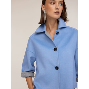 Motivi - Cappotto reversibile in double misto lana - Azzurro