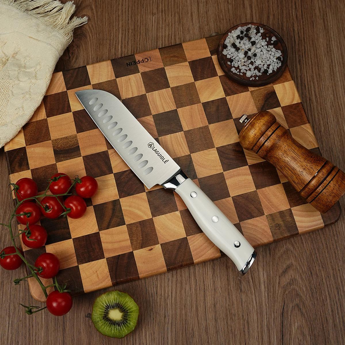 Couteau santoku blanc 29cm - "Elégance"