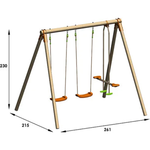 Portique bois 2,30 m Artix DARIFOU - 4 enfants