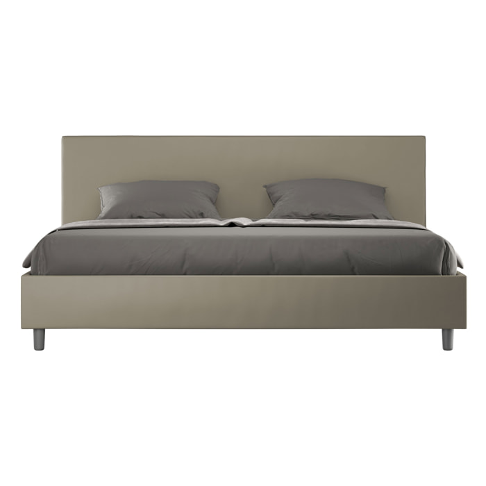 Lit king size sans sommier rembourré 180x210 similicuir cappuccino Adele