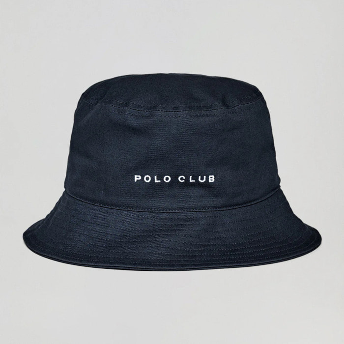 Cappello bucket blu marino con logo ricamato minimal Polo Club
