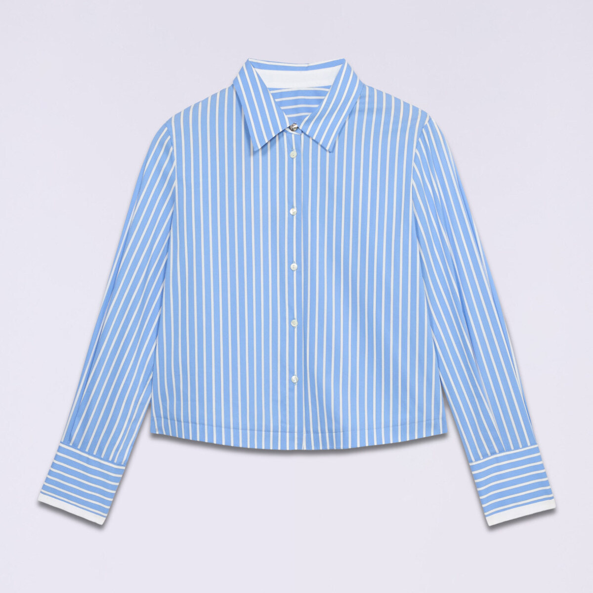Oltre - Camicia cropped a righe - Azzurro