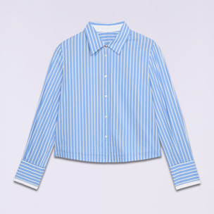 Oltre - Camicia cropped a righe - Azzurro