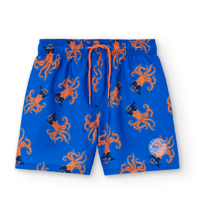 Bañador estampado con pulpos de color azul, Bañador, niño