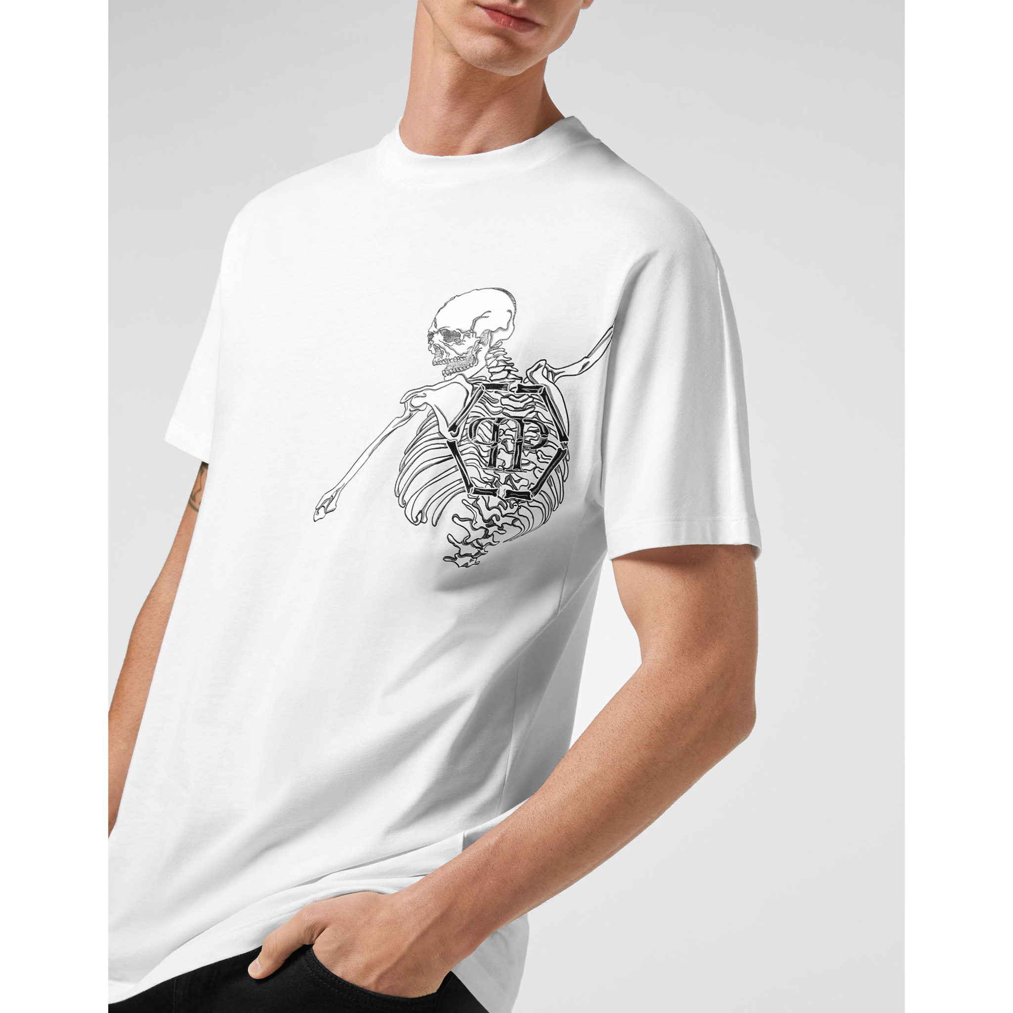 PHILIPP PLEIN T-Shirt Round Neck SKELETON