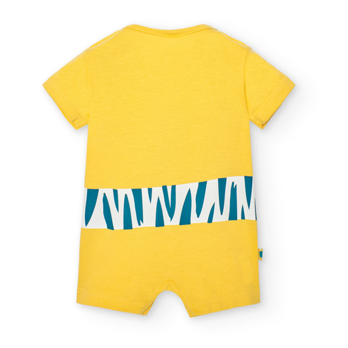 Pelele corto recién nacido, algodón estampado, amarillo