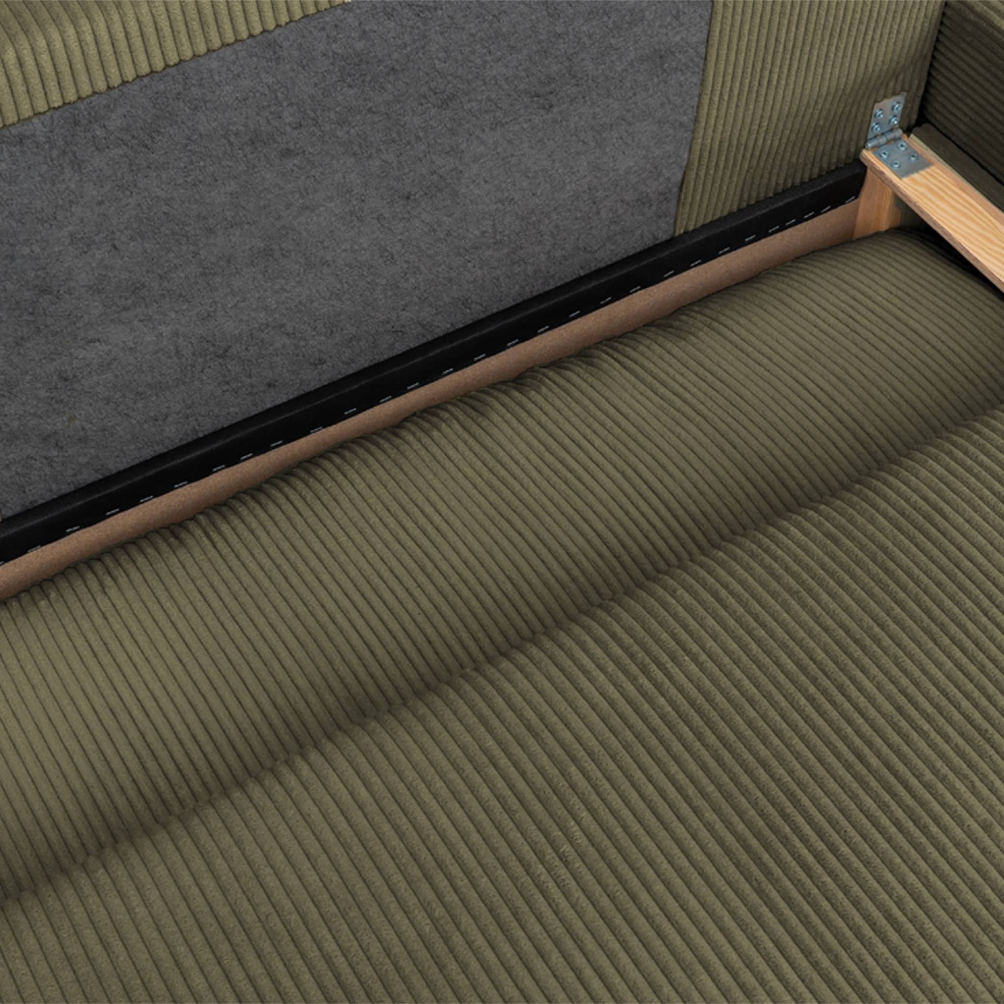 Banquette canapé d'angle droit convertible 3 places velours côtelé avec coffre NELSON