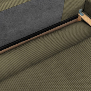 Banquette canapé d'angle droit convertible 3 places velours côtelé avec coffre NELSON