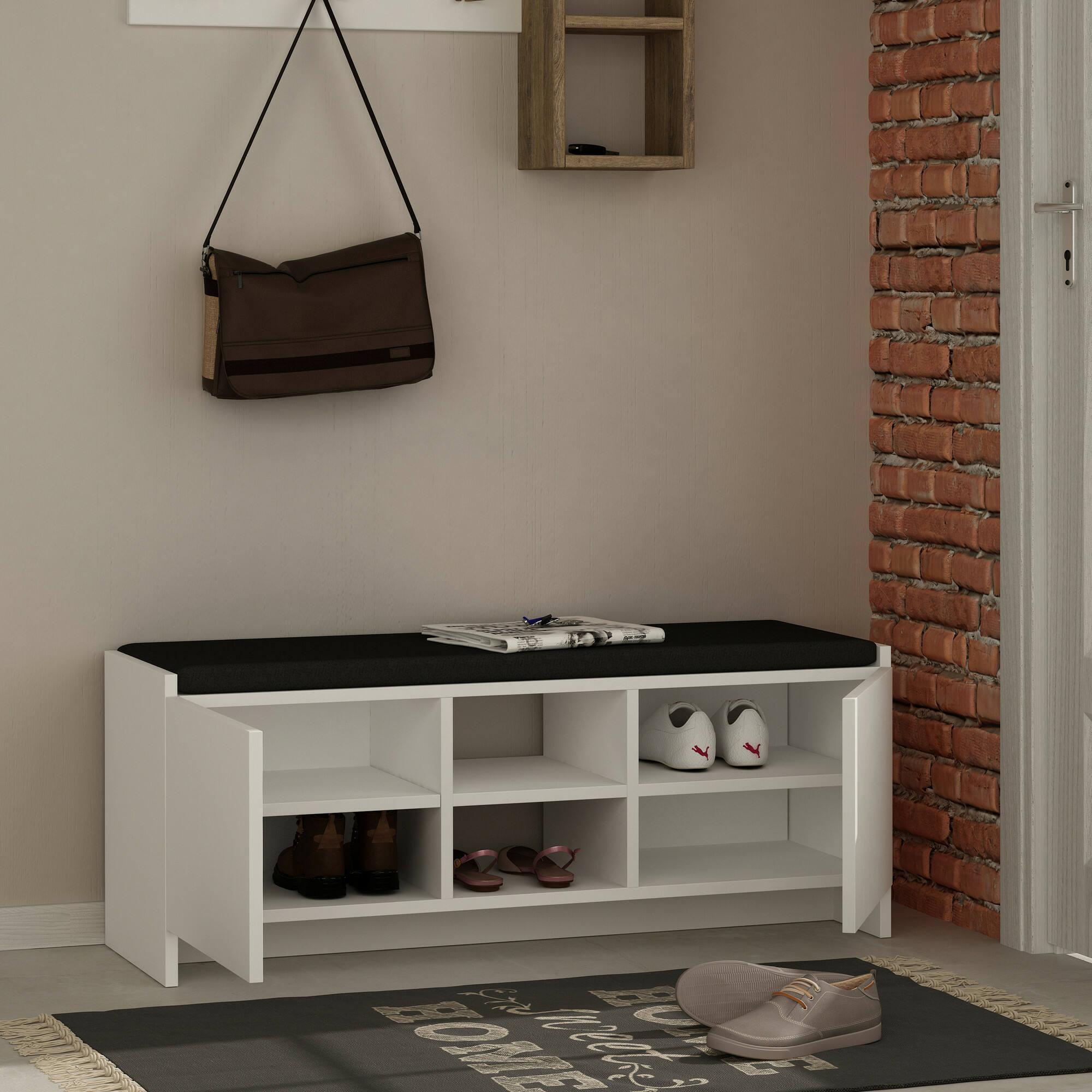 Scarpiera Dbarrec, Mobile portascarpe, Armadio da ingresso multiuso, Mobiletto per calzature, 110x37h43 cm, Bianco