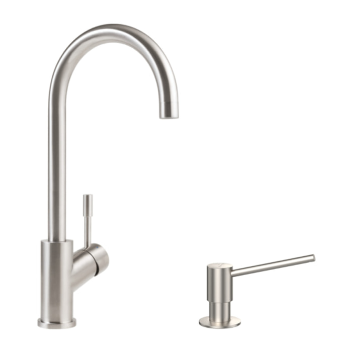 Robinet cuisine Umbrella + Distributeur de savon Acier massif