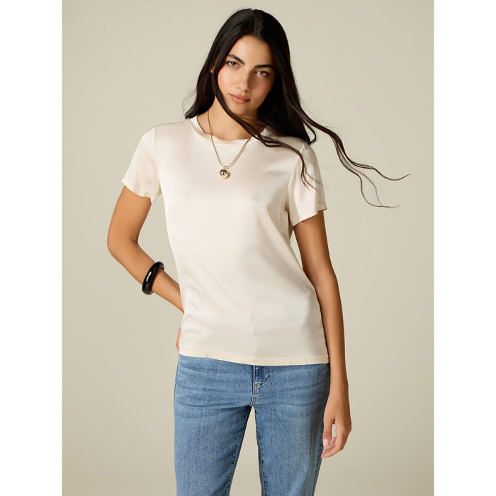 Oltre - Blusa in raso misto viscosa - Bianco
