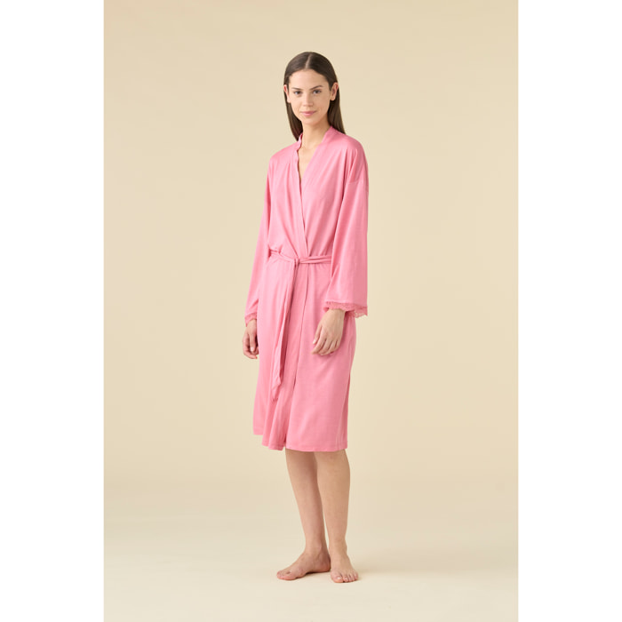 Vestaglia donna in modal con fusciacca colore rosa Noidinotte