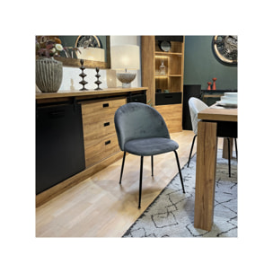 Chaise de repas tissu velours dossier capitonné pieds métal – CLEA 2