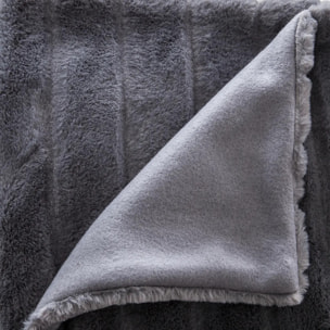 Plaid "Manoir" fausse fourrure gris ardoise 120x160cm
