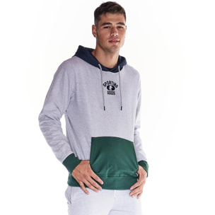 Sudadera universitaria tricolor de hombre con capucha