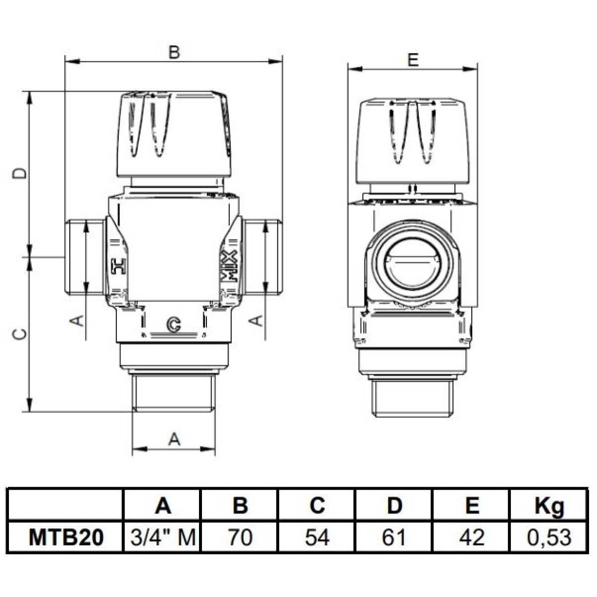 Mitigeur thermostatique MTB THERMADOR - MTB20