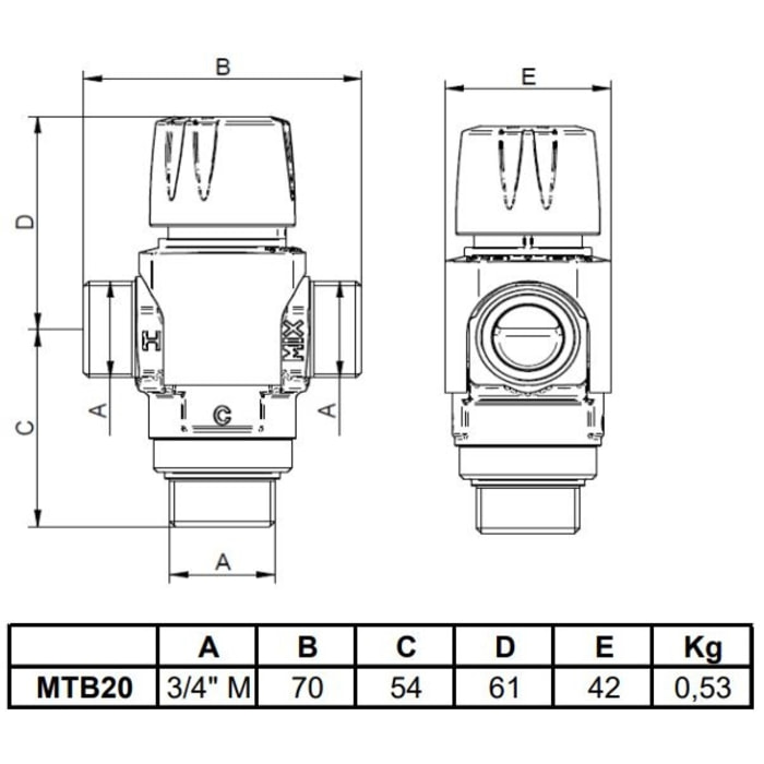 Mitigeur thermostatique MTB THERMADOR - MTB20