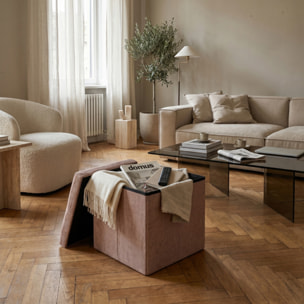 Pouf contenitore pieghevole 38x38x38 cm, cubo salvaspazio con vano interno, seduta imbottita resistente fino a 150 kg, design effetto lino elegante, ideale per soggiorno camera ingresso ufficio e cameretta